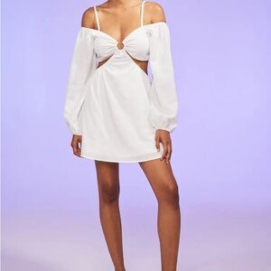 H&M Short Cut Out Off Shoulder White Dress
